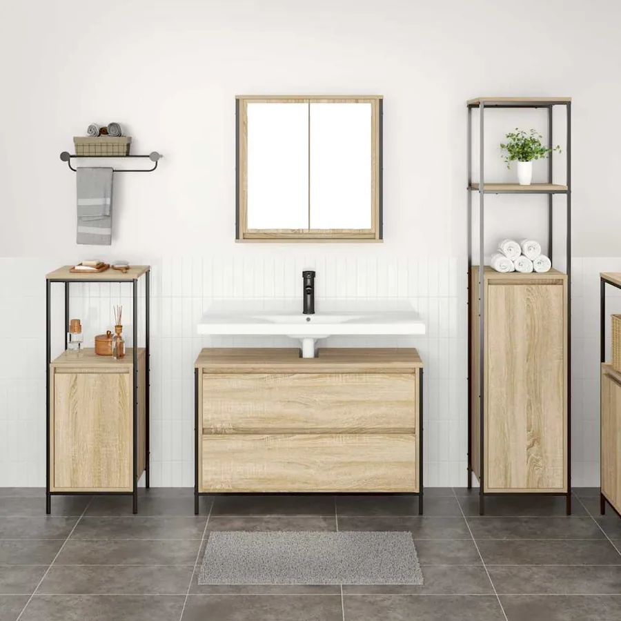 Ensemble de mobilier de salle de bain 3 pcs Chêne Sonoma - 4
