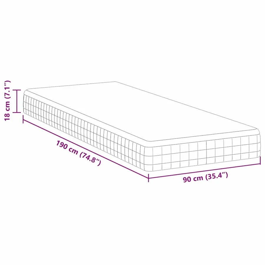 Matelas Blanc et Gris 90 x 190 cm Printemps Bonell - 11