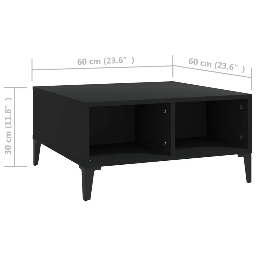 Table basse noir 60x60x30 cm bois d'ingénierie - 6