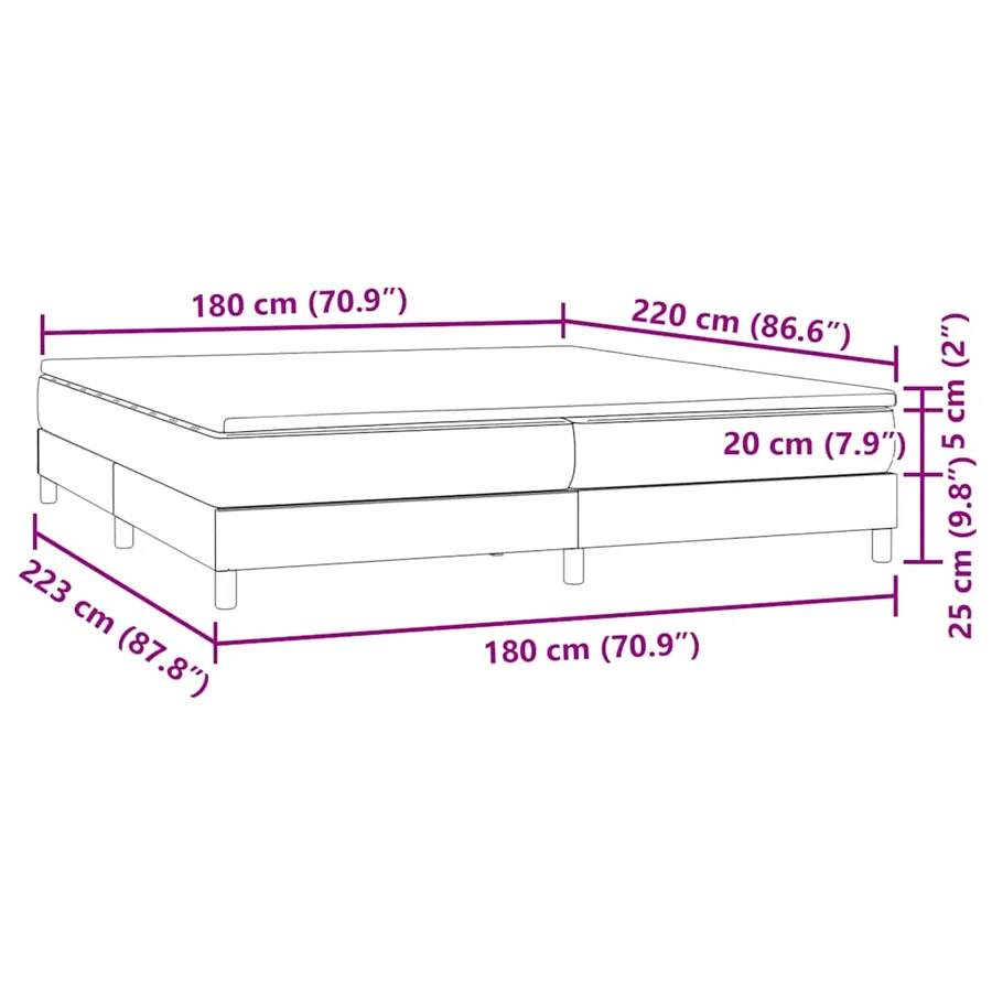 Sommier à lattes de lit avec matelas rose 180x220 cm velours - 11