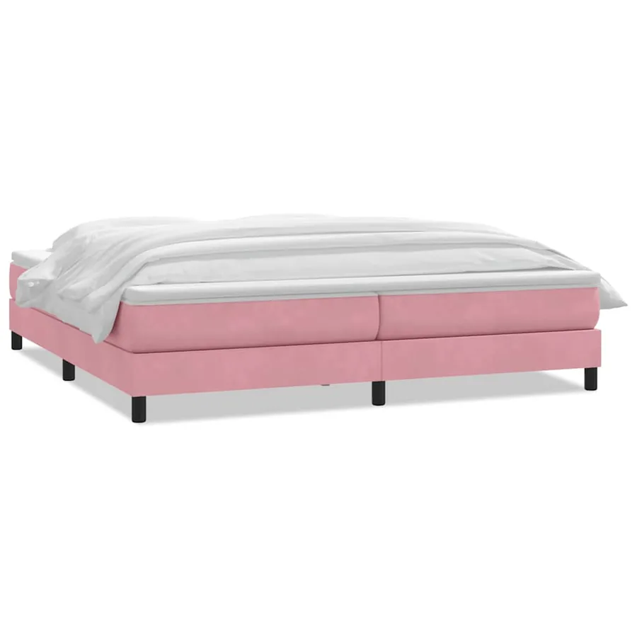Sommier à lattes de lit avec matelas rose 180x220 cm velours - 2