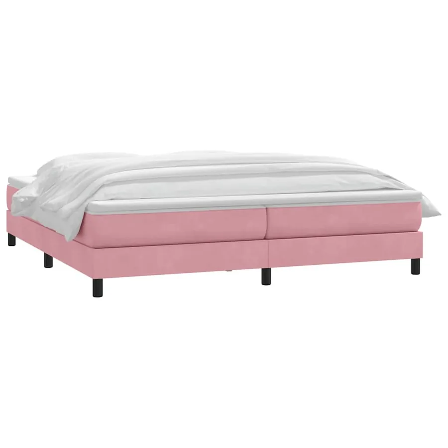 Sommier à lattes de lit avec matelas rose 180x220 cm velours - 3
