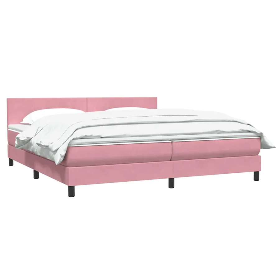 Sommier à lattes de lit avec matelas rose 180x220 cm velours - 4