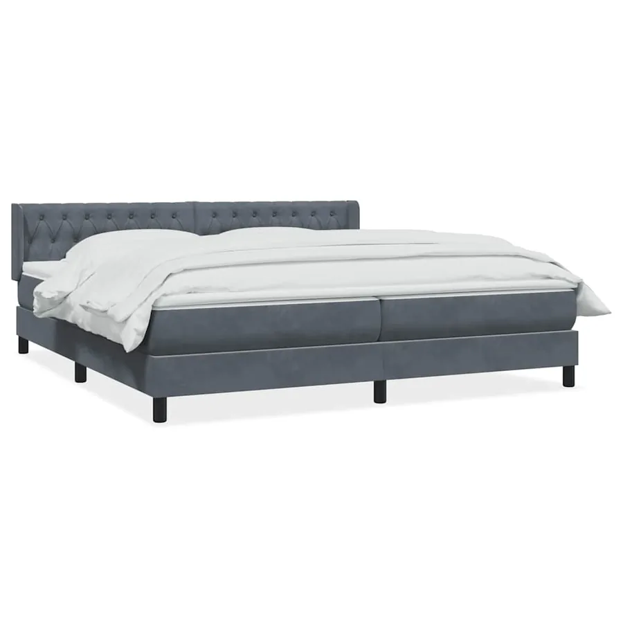 Sommier à lattes de lit et matelas gris foncé 180x220cm velours - 2