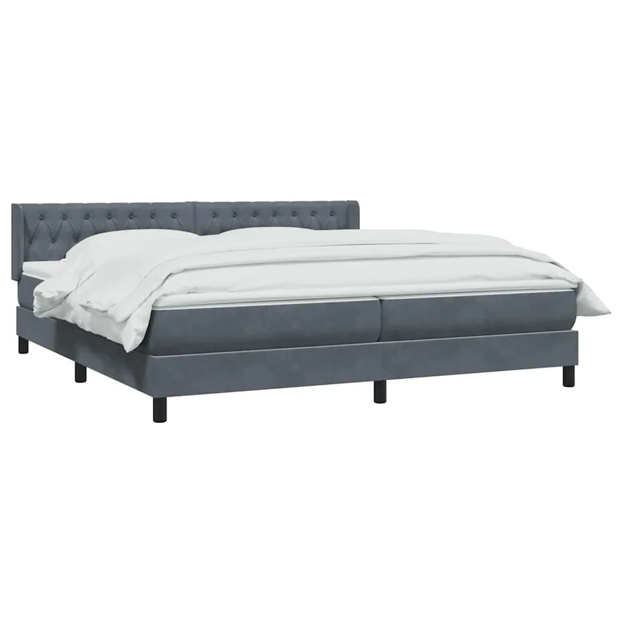 Sommier à lattes de lit et matelas gris foncé 180x220cm velours - 3