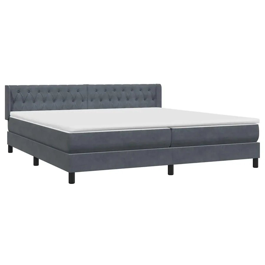 Sommier à lattes de lit et matelas gris foncé 180x220cm velours - 4