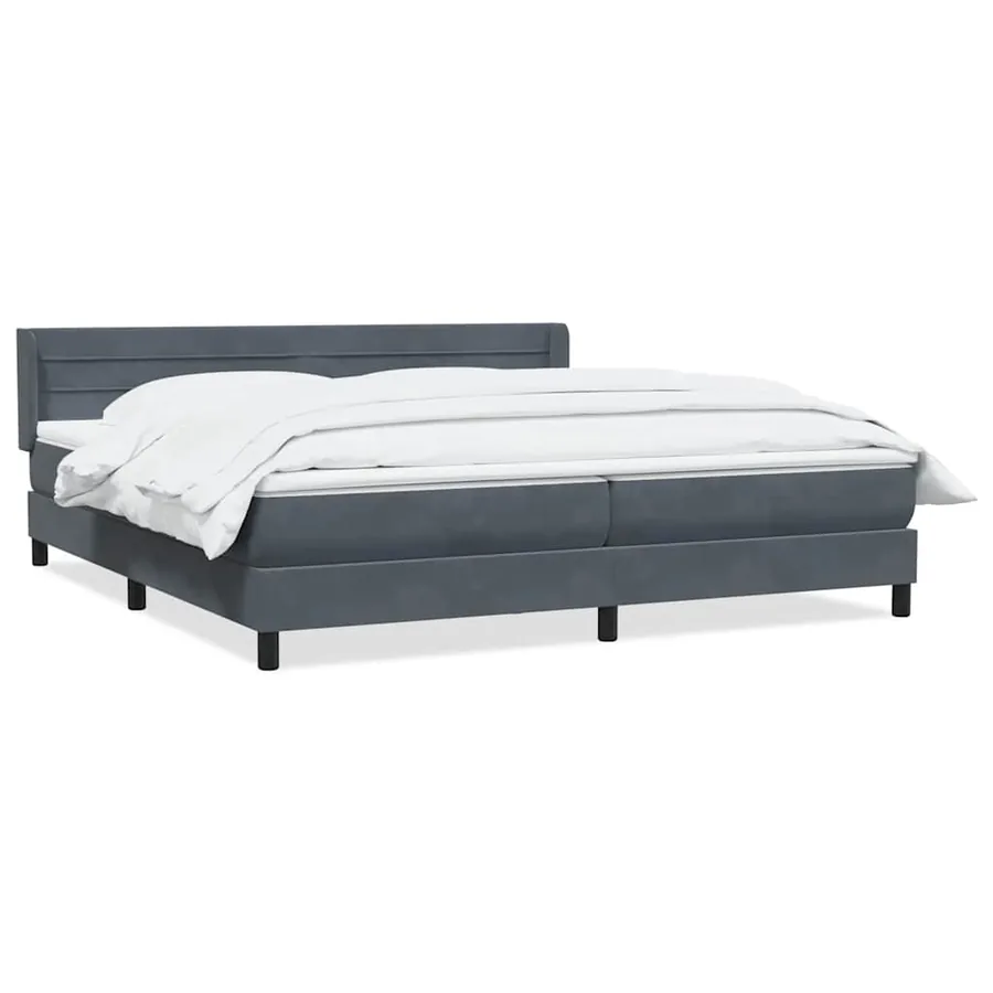 Sommier à lattes de lit et matelas gris foncé 180x220cm velours - 2