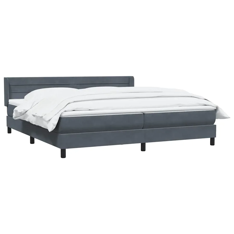 Sommier à lattes de lit et matelas gris foncé 180x220cm velours - 3