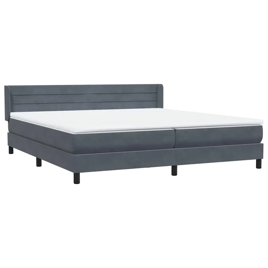 Sommier à lattes de lit et matelas gris foncé 180x220cm velours - 4