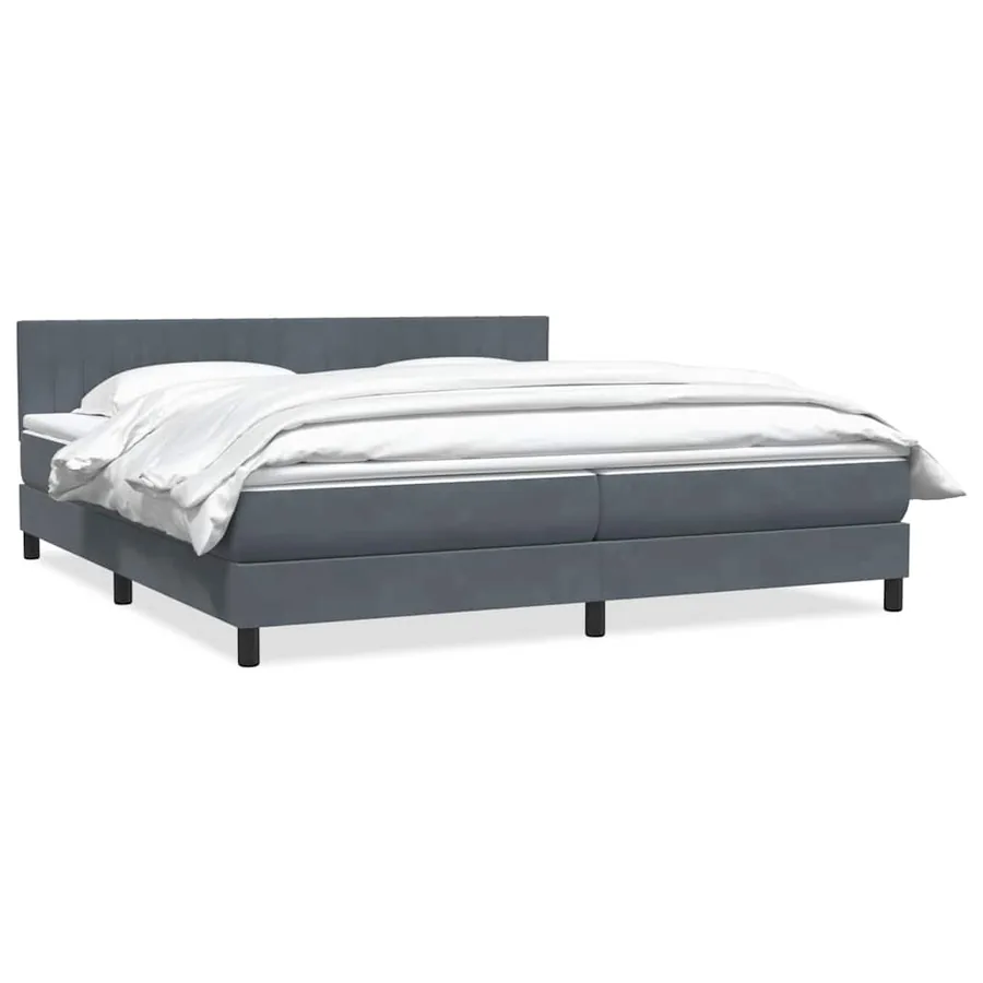 Sommier à lattes de lit et matelas gris foncé 200x220cm velours - 2