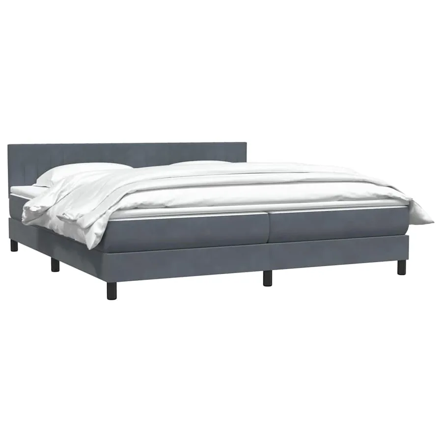 Sommier à lattes de lit et matelas gris foncé 200x220cm velours - 3