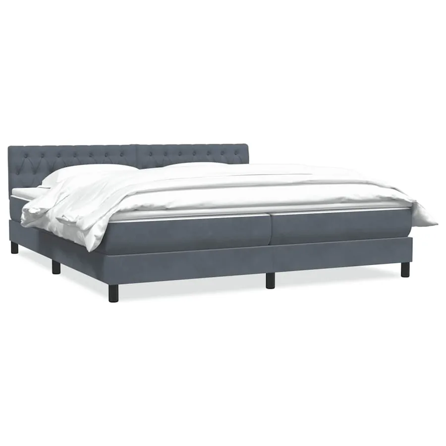 Sommier à lattes de lit et matelas gris foncé 200x220cm velours - 2