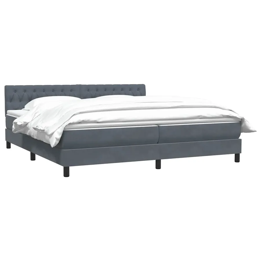 Sommier à lattes de lit et matelas gris foncé 200x220cm velours - 3