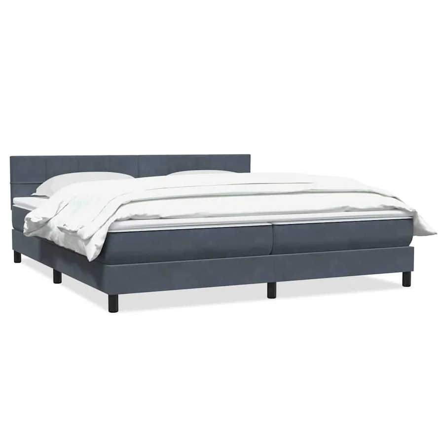 Sommier à lattes de lit et matelas gris foncé 200x220cm velours - 2