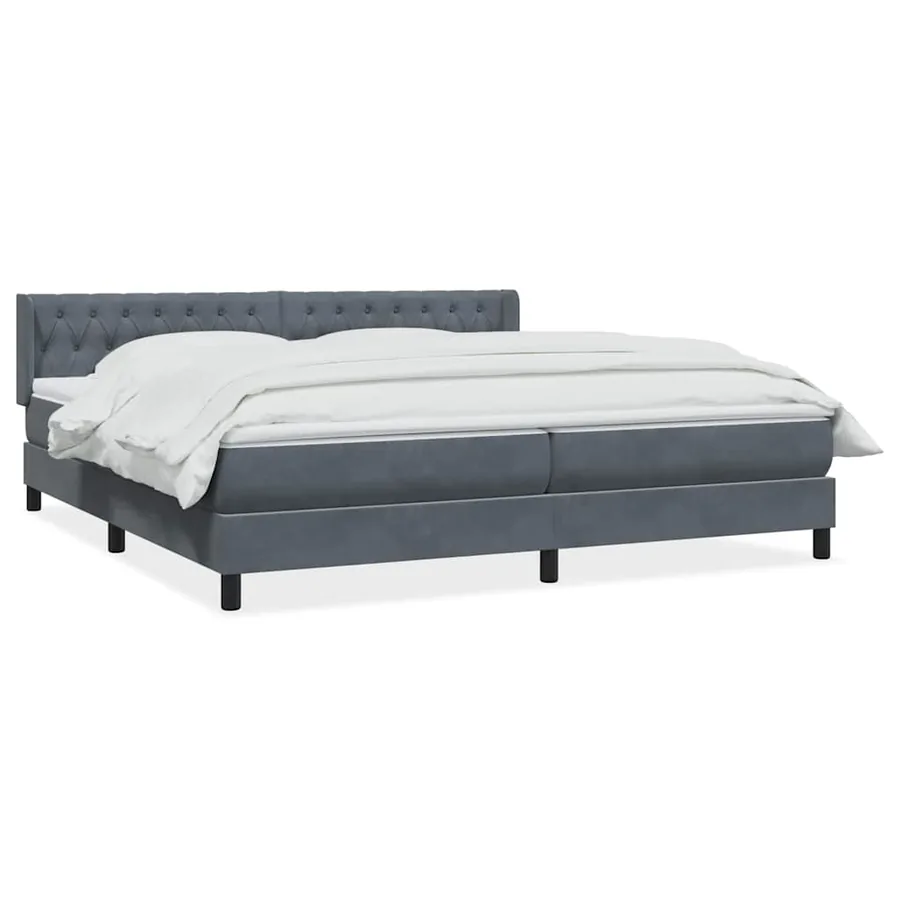 Sommier à lattes de lit et matelas gris foncé 200x220cm velours - 2