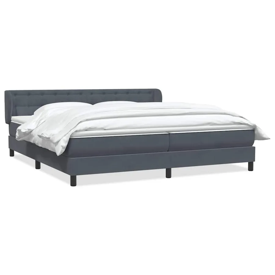 Sommier à lattes de lit et matelas gris foncé 200x220cm velours - 2