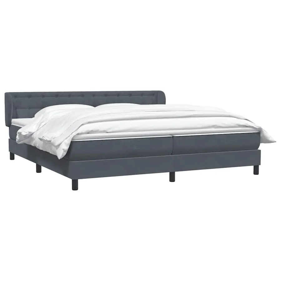 Sommier à lattes de lit et matelas gris foncé 200x220cm velours - 3