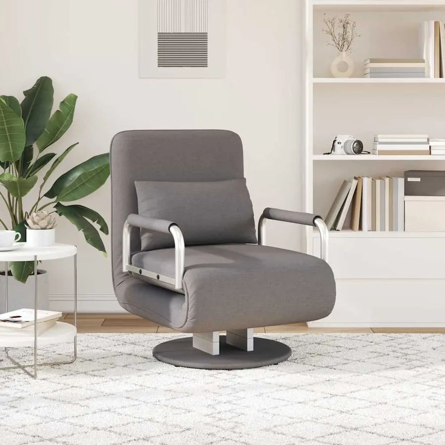 Fauteuil pivotant et canapé-lit gris foncé tissu - 3