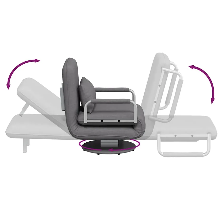 Fauteuil pivotant et canapé-lit gris foncé tissu - 8