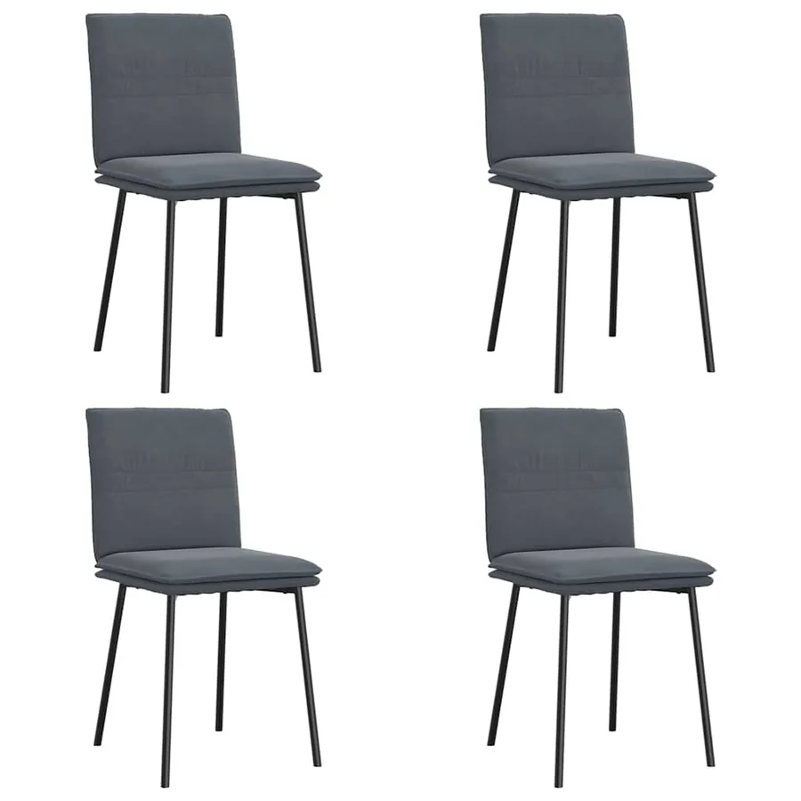 Chaises à manger lot de 4 Gris foncé Velours - 2