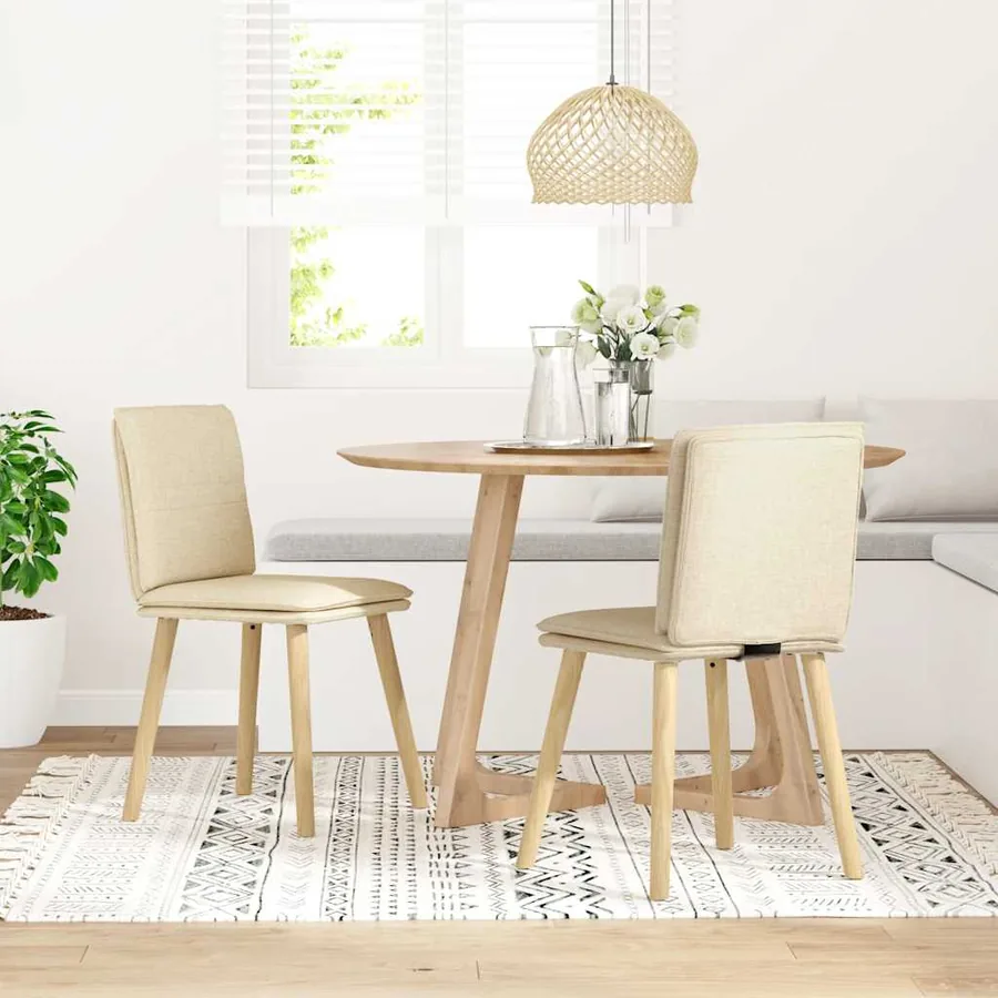 Chaises à manger lot de 2 crème tissu - 2