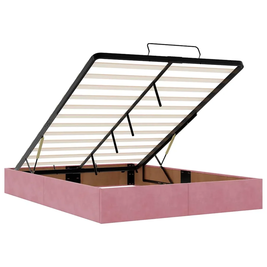 Cadre de lit ottoman sans matelas rose 140x200 cm velours - 10