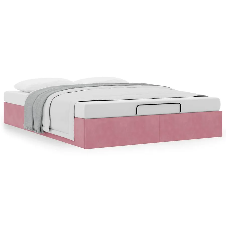 Cadre de lit ottoman sans matelas rose 140x200 cm velours - 4