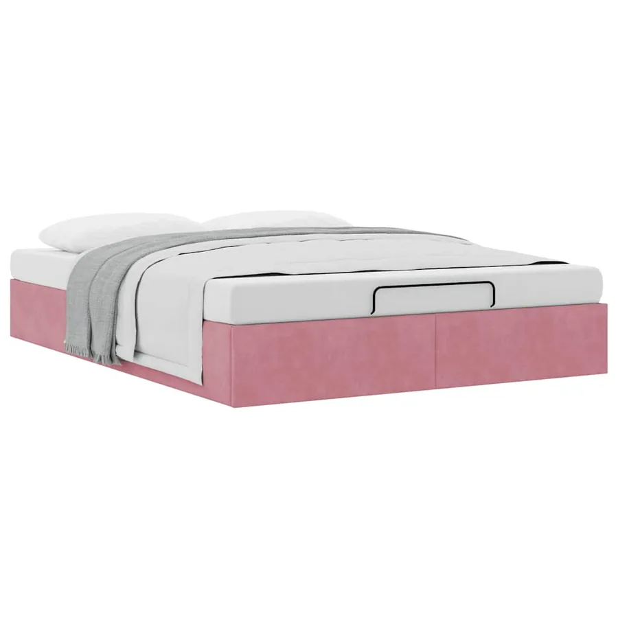Cadre de lit ottoman sans matelas rose 140x200 cm velours - 5