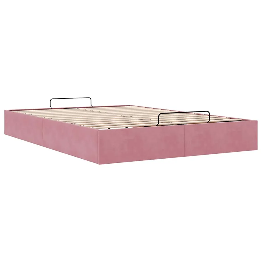 Cadre de lit ottoman sans matelas rose 140x200 cm velours - 6