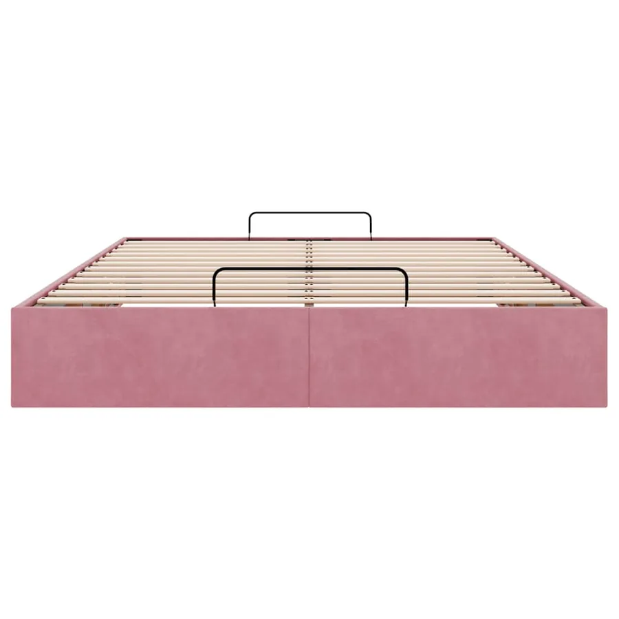 Cadre de lit ottoman sans matelas rose 140x200 cm velours - 7