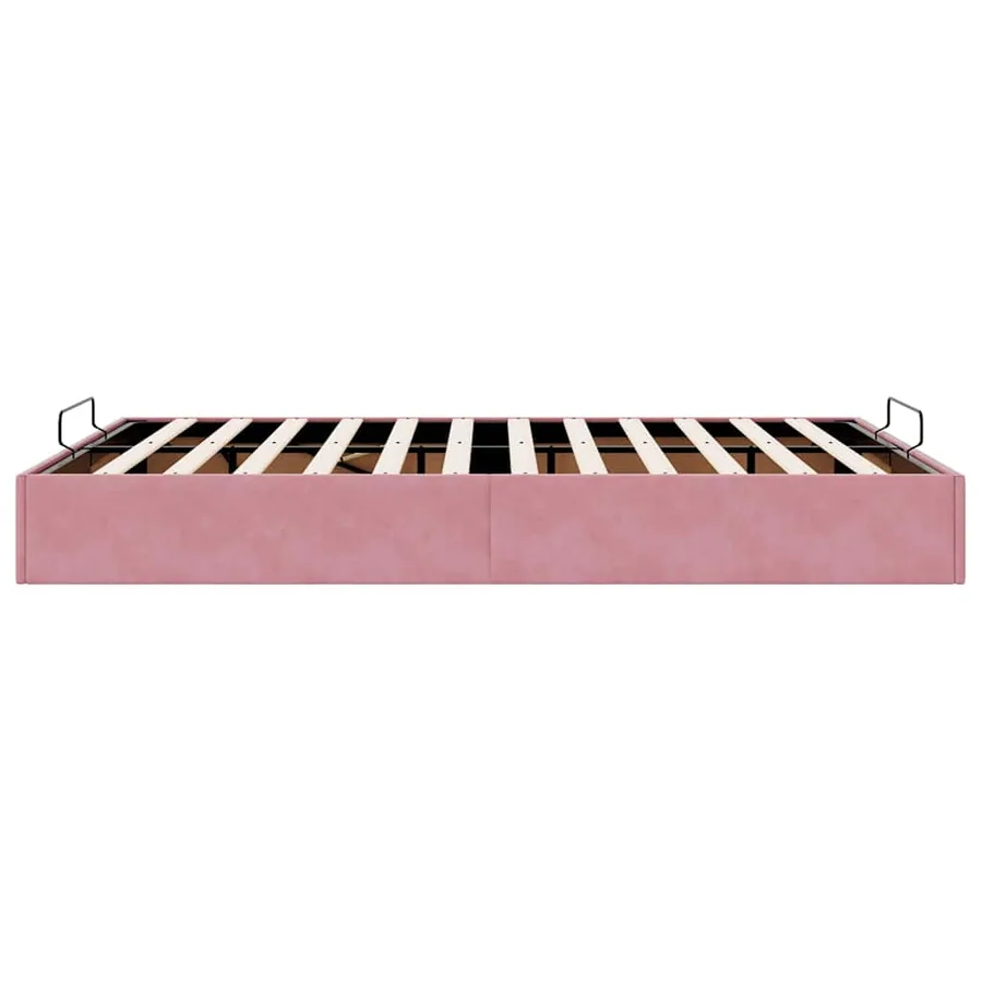 Cadre de lit ottoman sans matelas rose 140x200 cm velours - 8