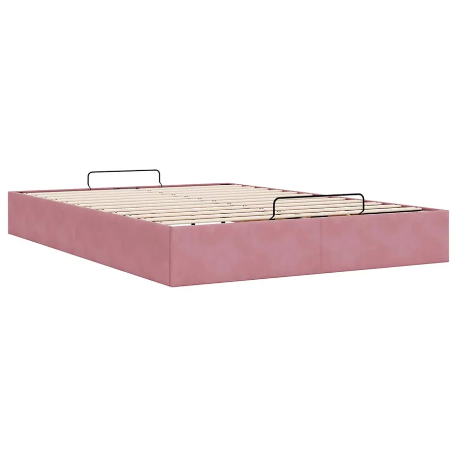 Cadre de lit ottoman sans matelas rose 140x200 cm velours - 9