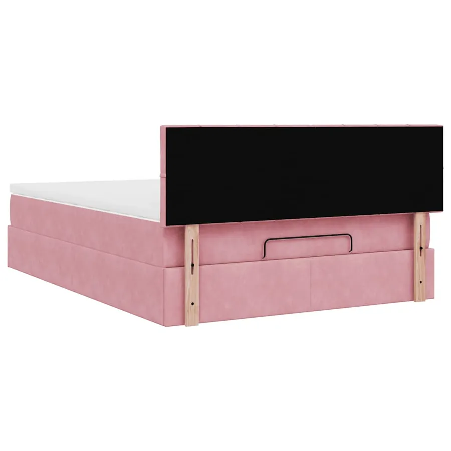 Cadre de lit ottoman avec matelas rose 140x200 cm velours - 10