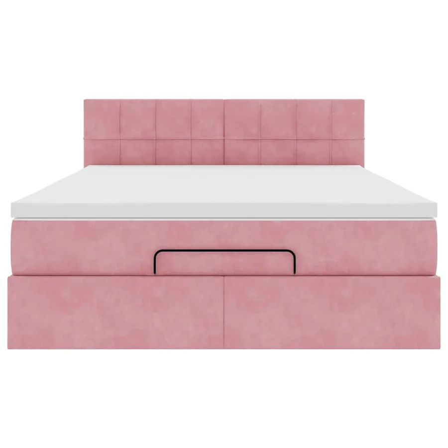 Cadre de lit ottoman avec matelas rose 140x200 cm velours - 6