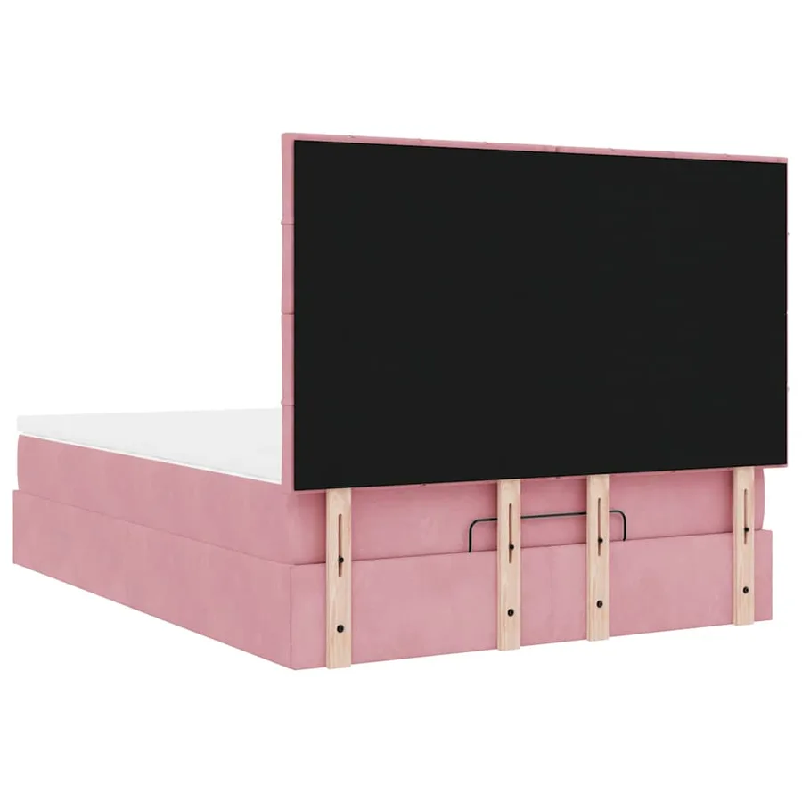 Cadre de lit ottoman avec matelas rose 140x200 cm velours - 10