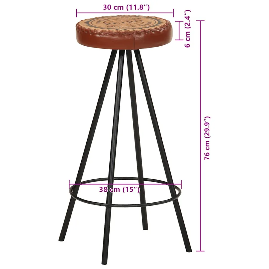Tabourets de bar lot de 4 cuir véritable - 8