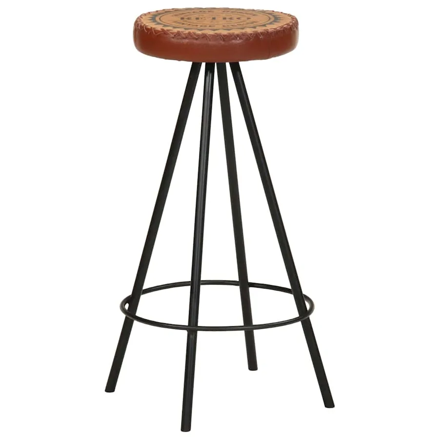 Tabourets de bar lot de 4 cuir véritable - 9