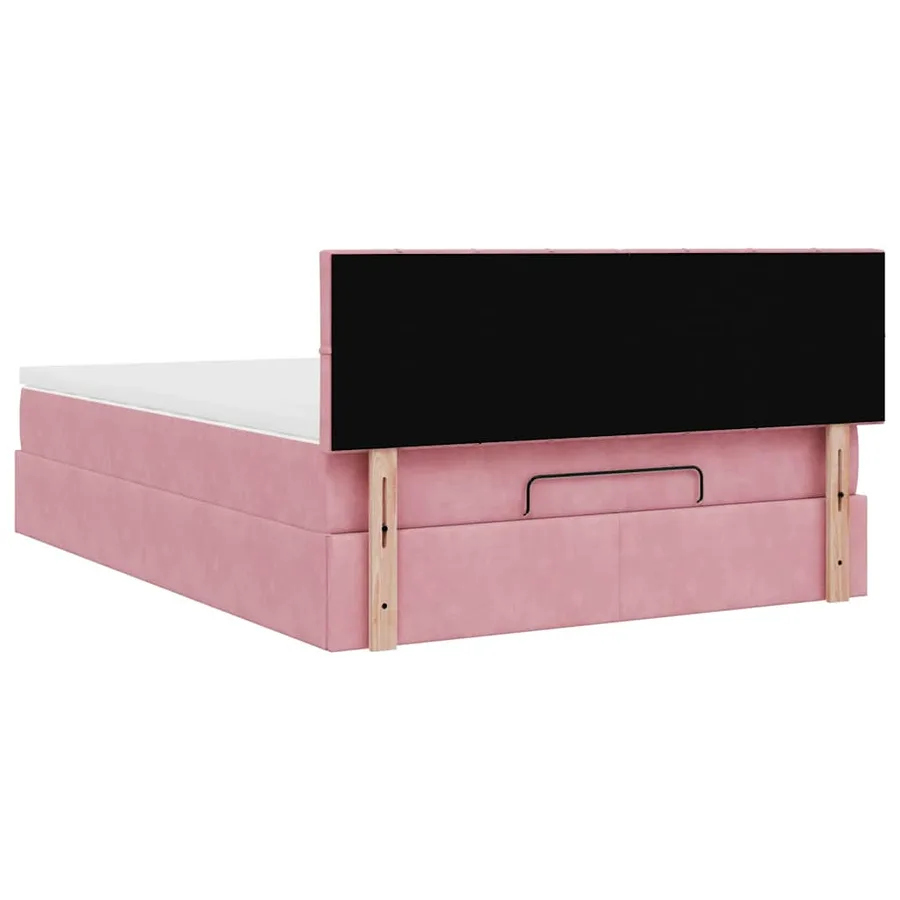 Cadre de lit ottoman avec matelas rose 140x200 cm velours - 9