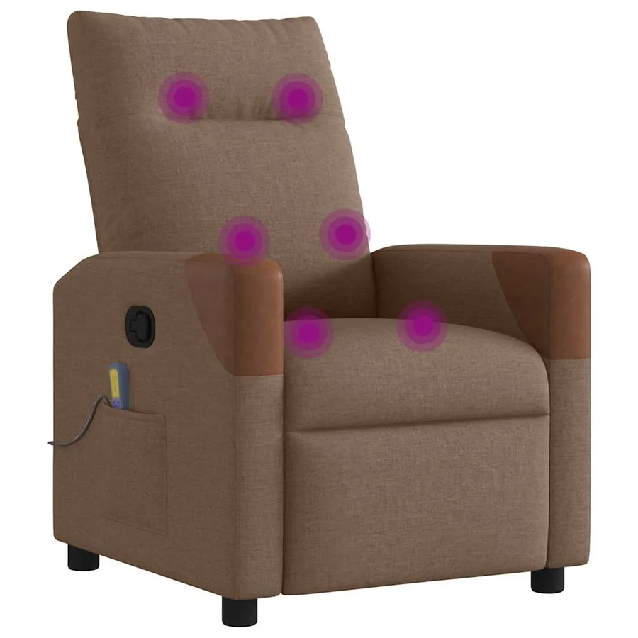 Fauteuil de massage inclinable Marron Tissu - 7