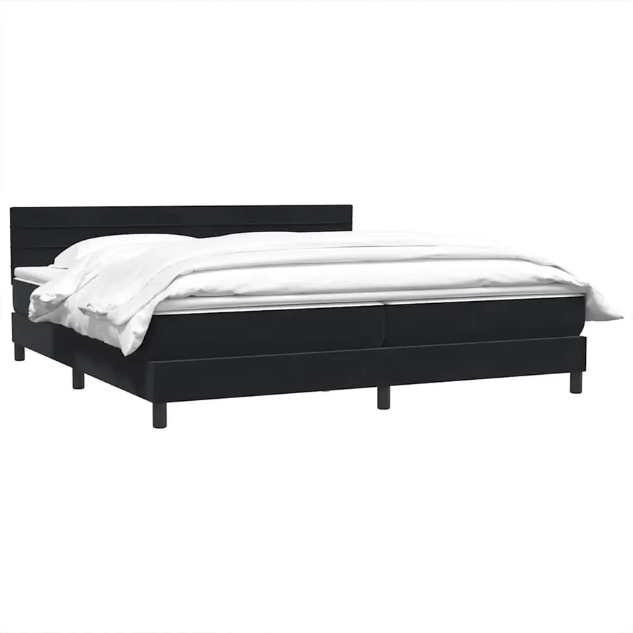 Sommier à lattes de lit avec matelas noir 200x220 cm velours - 3
