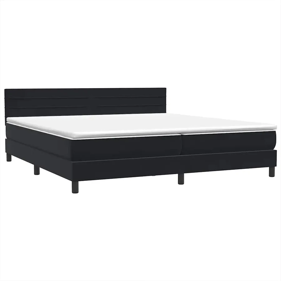 Sommier à lattes de lit avec matelas noir 200x220 cm velours - 4