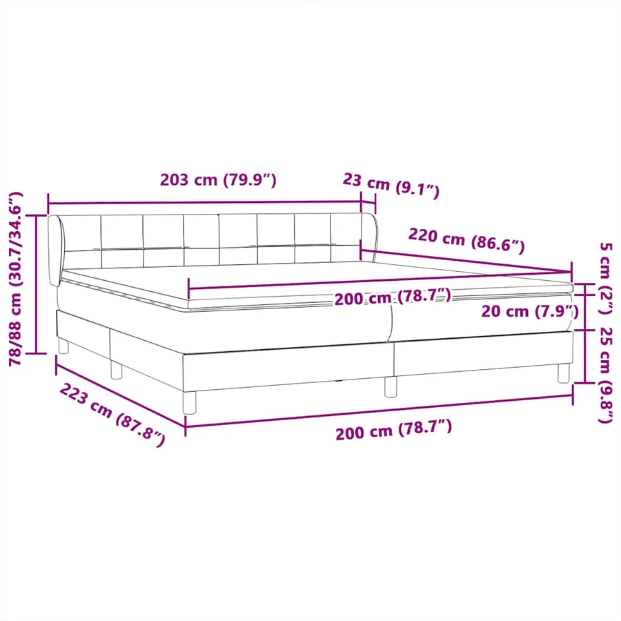 Sommier à lattes de lit avec matelas rose 200x220 cm velours - 12