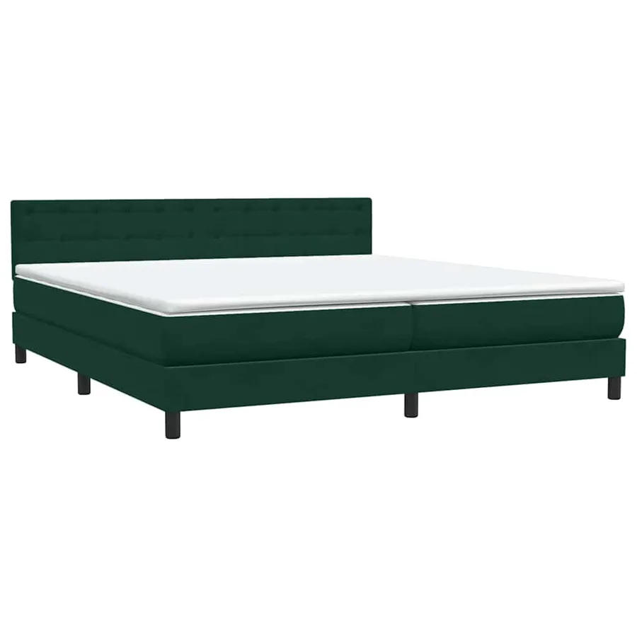 Sommier à lattes de lit et matelas et LED vert foncé 180x220cm velours - 5