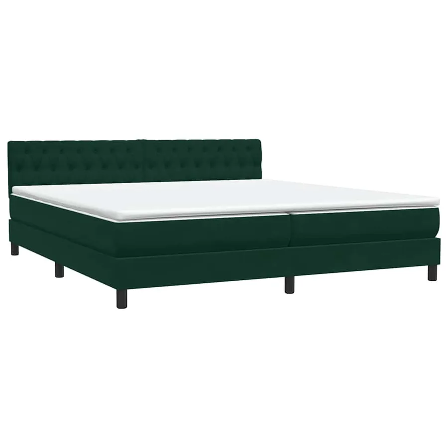 Sommier à lattes de lit et matelas et LED vert foncé 180x220cm velours - 5