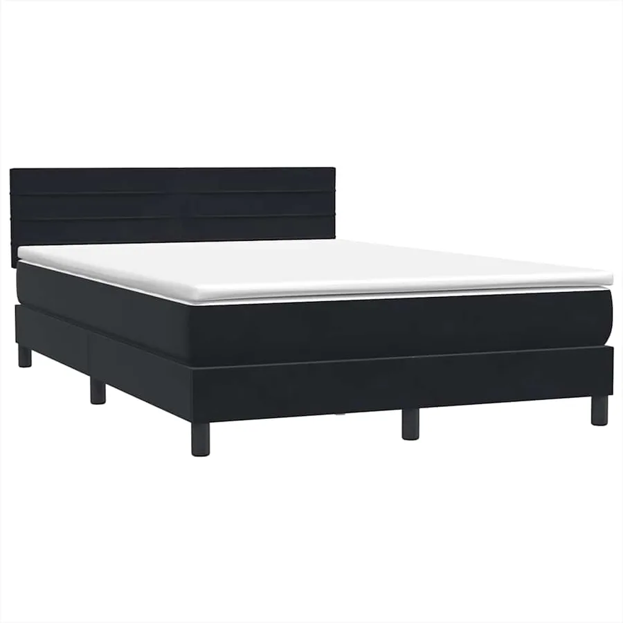 Sommier à lattes de lit avec matelas et LED noir 160x220 cm velours - 5