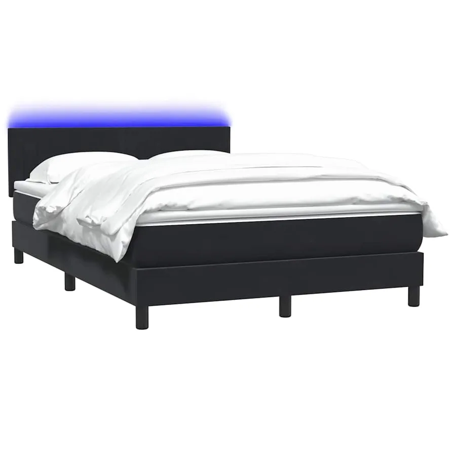 Sommier à lattes de lit avec matelas et LED noir 160x220 cm velours - 3