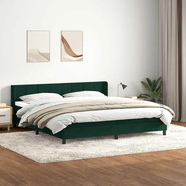 Sommier à lattes de lit et matelas vert foncé 180x220cm velours