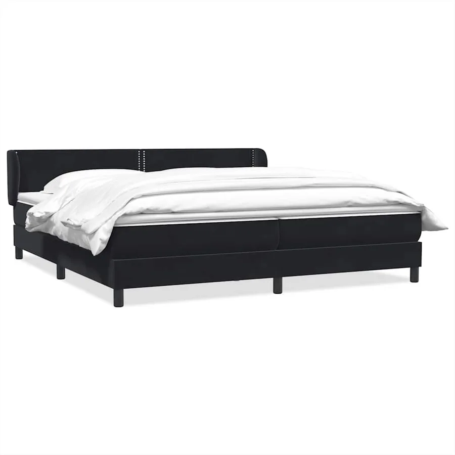 Sommier à lattes de lit avec matelas noir 200x220 cm velours - 2