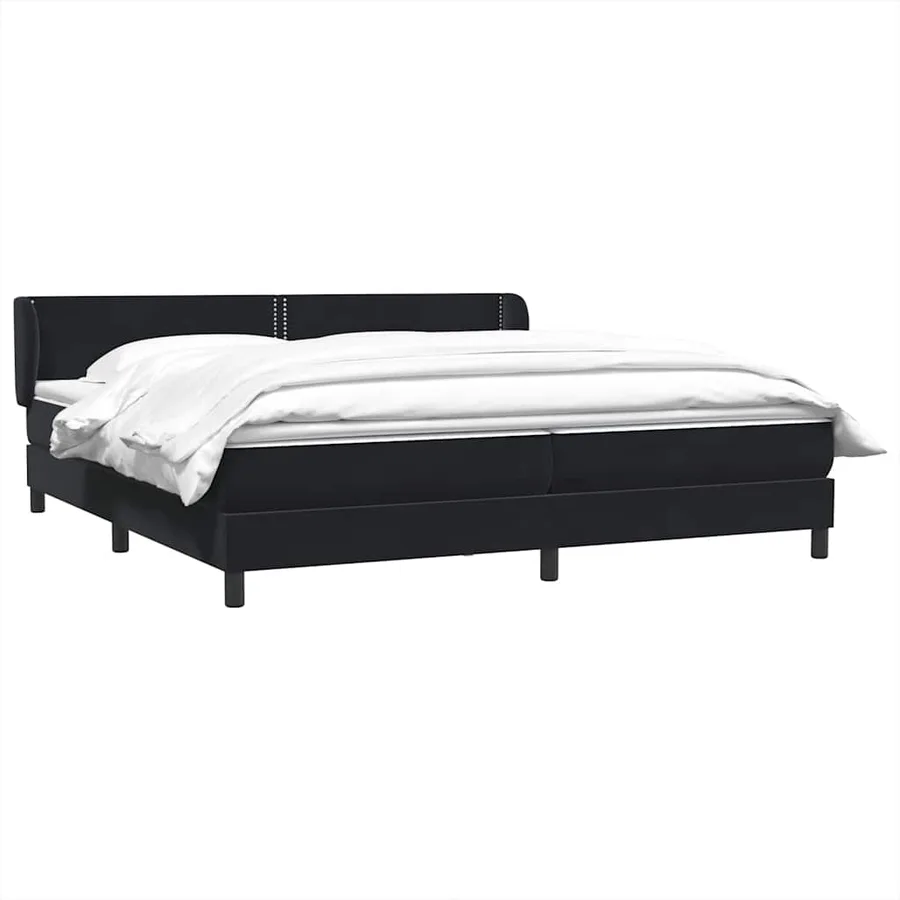 Sommier à lattes de lit avec matelas noir 200x220 cm velours - 3