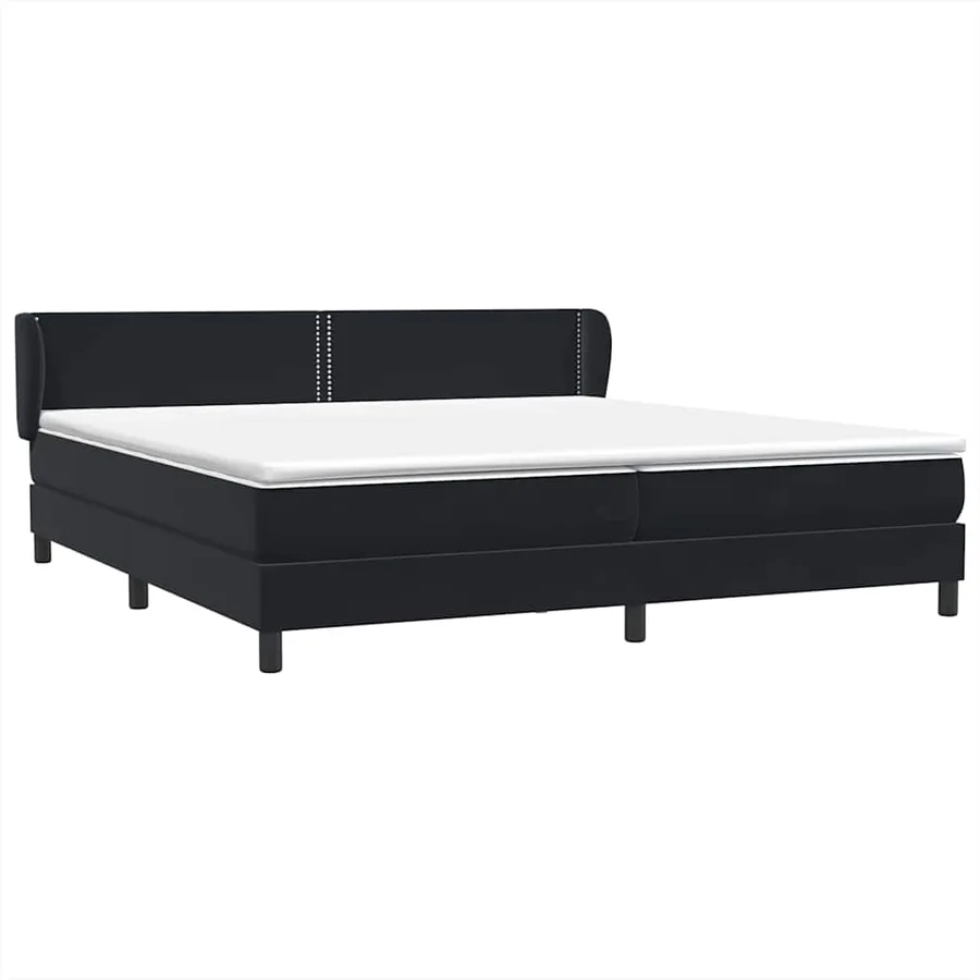 Sommier à lattes de lit avec matelas noir 200x220 cm velours - 4